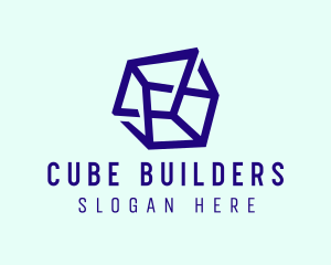 Violet 3D Cube Tech  logo design