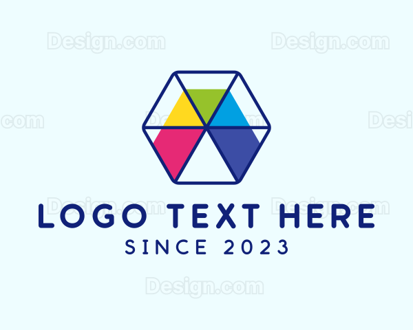 Colorful Sliced Hexagon Logo