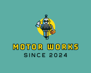 Spark Plug Mechanic Mascot logo