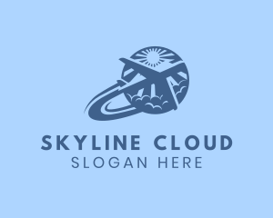 Sun Cloud Plane Travel  logo design