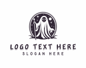 Wizard Ghost Halloween logo