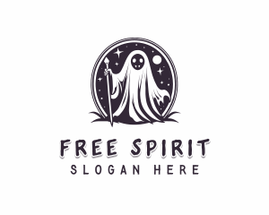 Wizard Ghost Halloween logo design