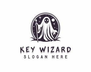 Wizard Ghost Halloween logo design