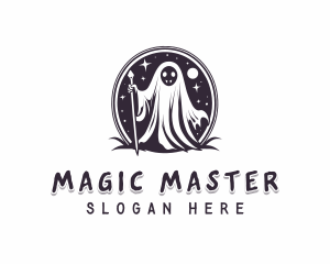 Wizard Ghost Halloween logo design