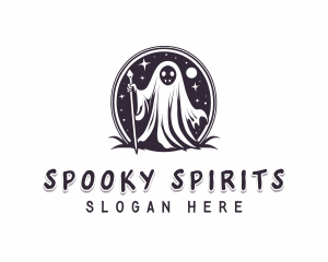 Wizard Ghost Halloween logo design