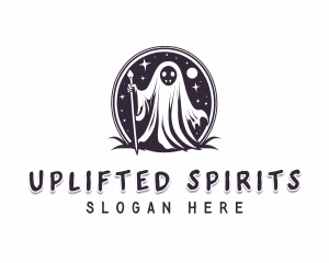 Wizard Ghost Halloween logo design