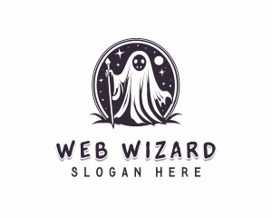 Wizard Ghost Halloween logo design