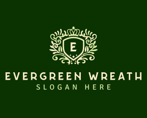 Wreath Shield Crown logo design