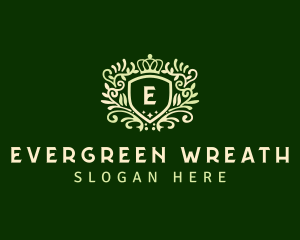 Wreath Shield Crown logo