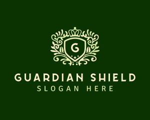 Wreath Shield Crown logo design