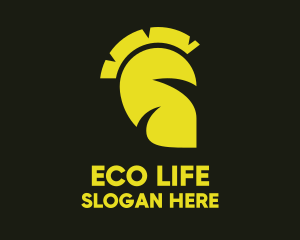 Yellow Eco Leaf Spartan logo design