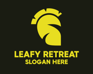 Yellow Eco Leaf Spartan logo design