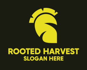 Yellow Eco Leaf Spartan logo design