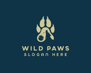 Moon Wolf Paw logo design