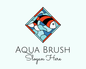 Fish Plate Stained Glass logo design