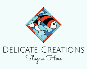 Fish Plate Stained Glass logo design