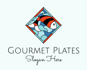 Fish Plate Stained Glass logo design