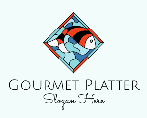 Fish Plate Stained Glass logo design