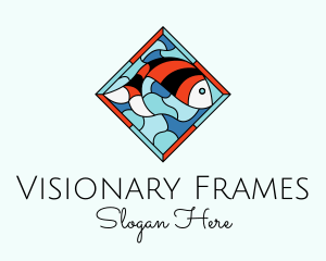 Fish Plate Stained Glass logo design