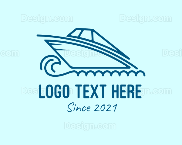 Blue Speedboat Boat Logo