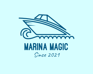 Blue Speedboat Boat logo design