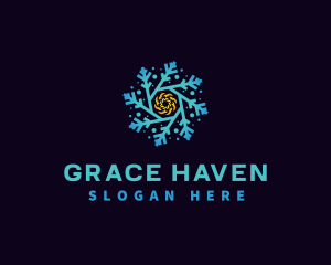 Snowflake HVAC Heating Cooling Logo