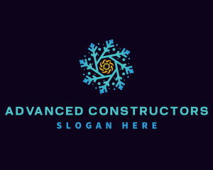 Snowflake HVAC Heating Cooling logo design