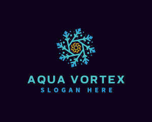 Snowflake HVAC Heating Cooling logo design