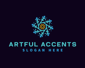 Snowflake HVAC Heating Cooling logo design