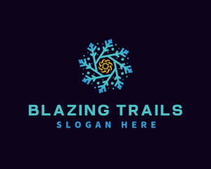 Snowflake HVAC Heating Cooling logo design