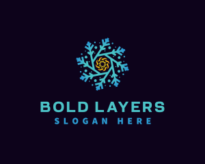 Snowflake HVAC Heating Cooling logo design