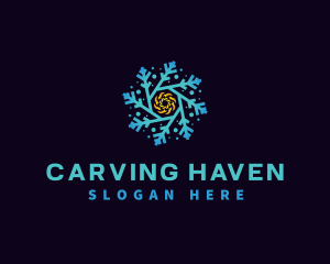 Snowflake HVAC Heating Cooling logo design