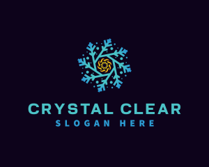 Snowflake HVAC Heating Cooling logo design