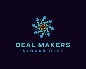 Snowflake HVAC Heating Cooling logo design