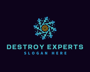 Snowflake HVAC Heating Cooling logo design