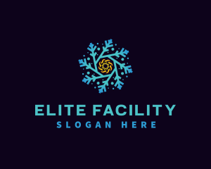 Snowflake HVAC Heating Cooling logo design