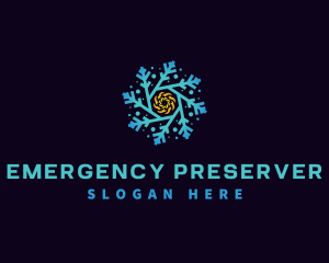 Snowflake HVAC Heating Cooling logo design