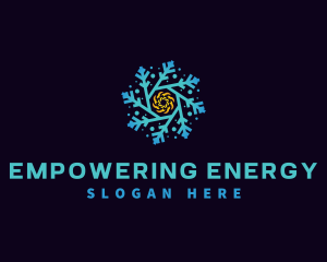 Snowflake HVAC Heating Cooling logo design