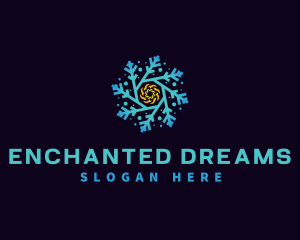 Snowflake HVAC Heating Cooling logo design