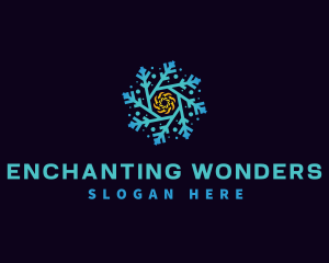 Snowflake HVAC Heating Cooling logo design