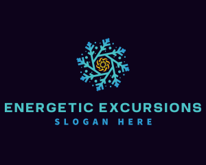 Snowflake HVAC Heating Cooling logo design