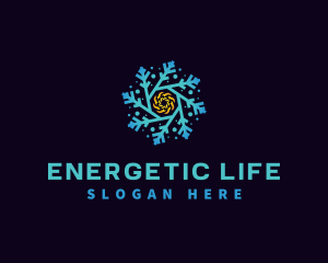 Snowflake HVAC Heating Cooling logo design