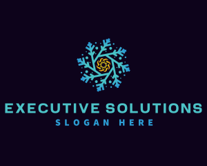 Snowflake HVAC Heating Cooling logo design