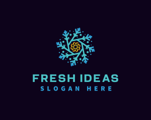 Snowflake HVAC Heating Cooling logo design