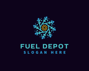 Snowflake HVAC Heating Cooling logo design