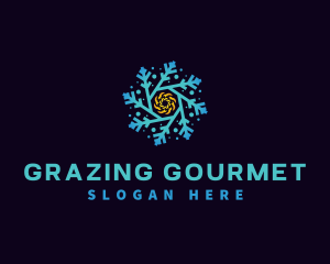 Snowflake HVAC Heating Cooling logo design