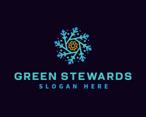 Snowflake HVAC Heating Cooling logo design