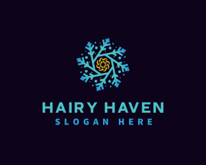 Snowflake HVAC Heating Cooling logo design