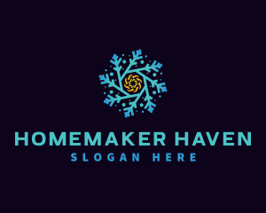 Snowflake HVAC Heating Cooling logo design