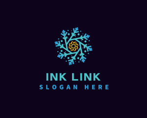 Snowflake HVAC Heating Cooling logo design